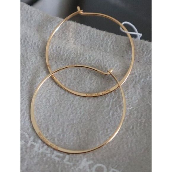 Michael Kors MKC1409AA Women's Small Gold Ultrathin Whisper Hoop Earrings $95 - Picture 5 of 7